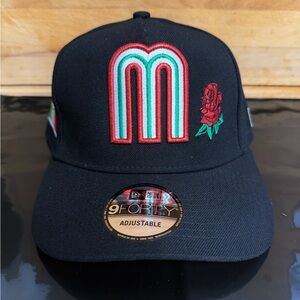 New Era 9FORTY Mexico “M” Tricolor Hat – Rose Detail – Rare